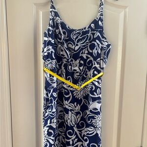 Casual Blue and White Floral Dress